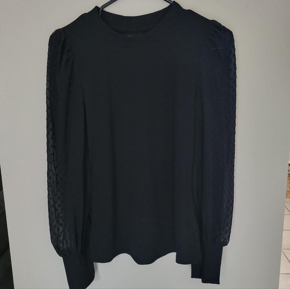 Who What Wear Black Ribbed Top, Size Small, NWT